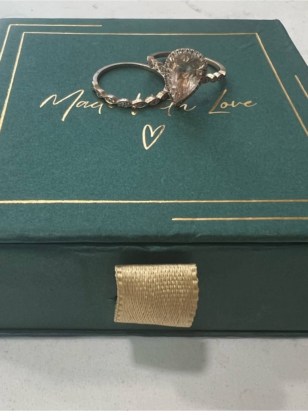 Pear-Shaped Rose gold Morganite Wedding ring set